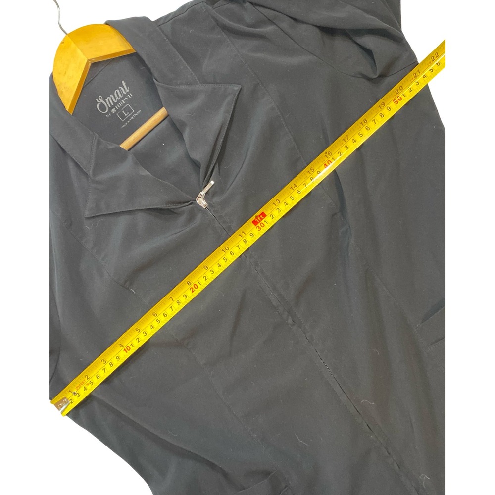 Smart by Maevn Womens Black Zip Front Scrub Jacket Professional Medical Coat L - Picture 6 of 10